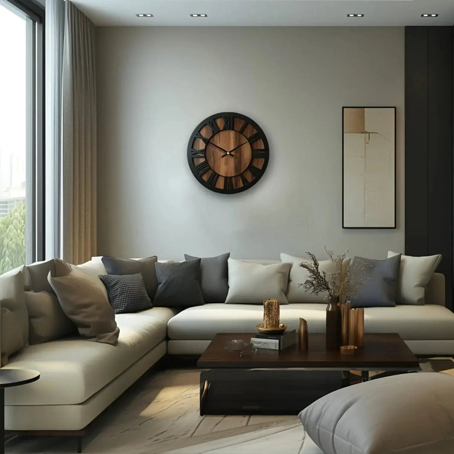 Wall Clock - Silent Wooden Round by House Of Avana