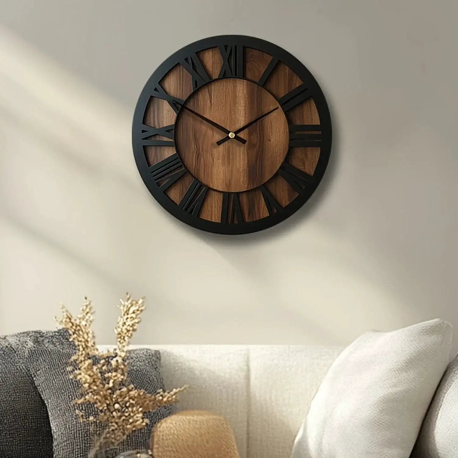 Wall Clock - Silent Wooden Round by House Of Avana