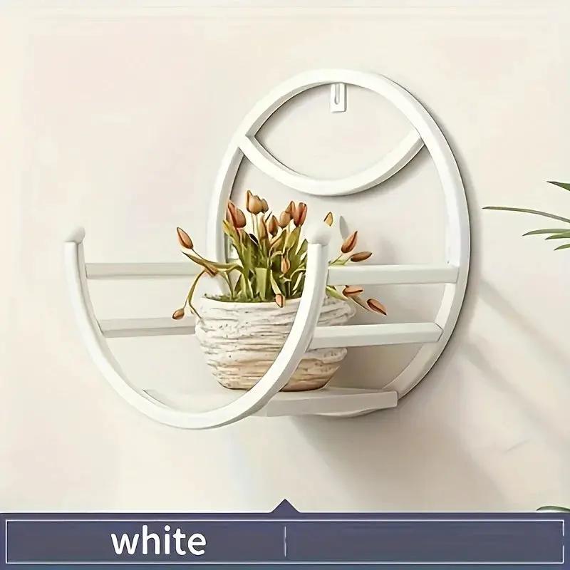 , Wall Hanging Flower Shelf Living Room Balcony Iron Art Free Punching Green Pot Succulent Pot Plant Flower Shelf Household Storage by House Of Avana
