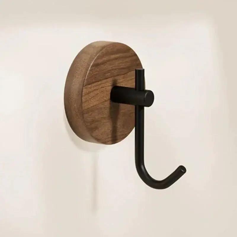 Wall Hooks - Adhesive Wooden Black 4pcs by House Of Avana