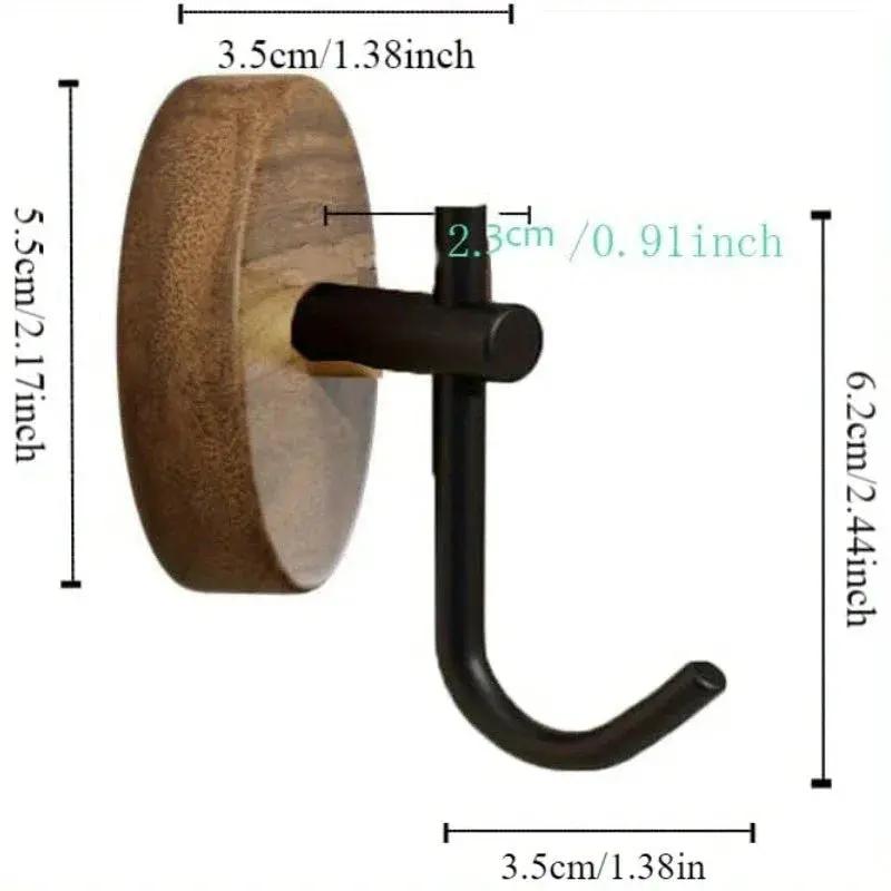 Wall Hooks - Adhesive Wooden Black 4pcs by House Of Avana