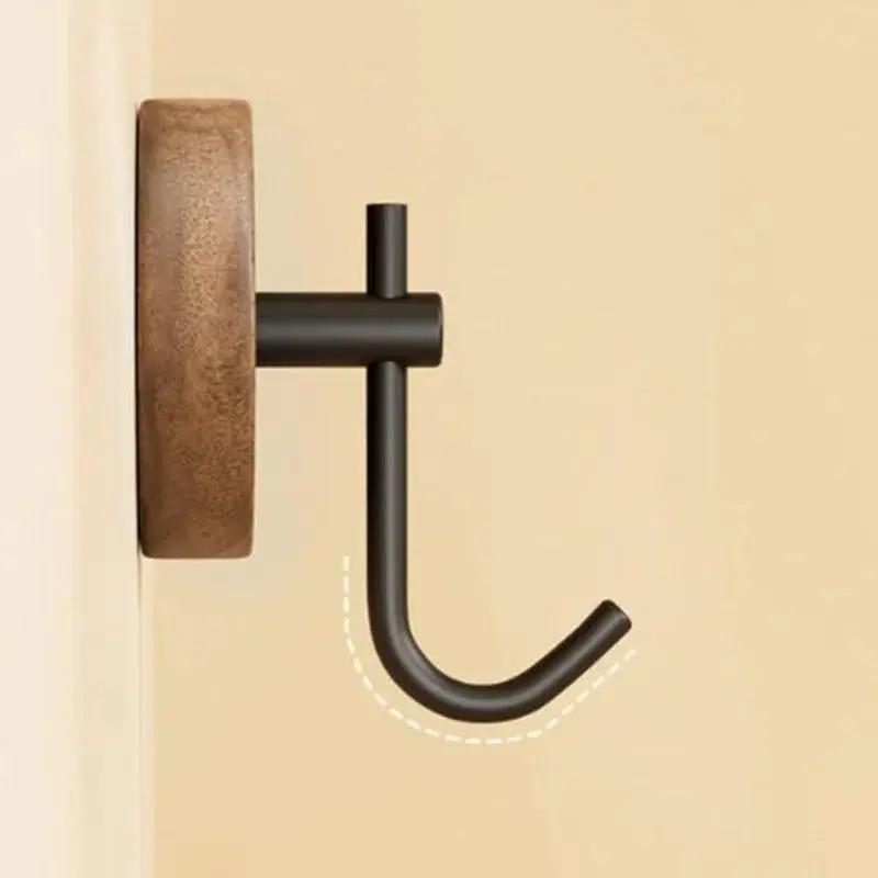Wall Hooks - Adhesive Wooden Black 4pcs by House Of Avana