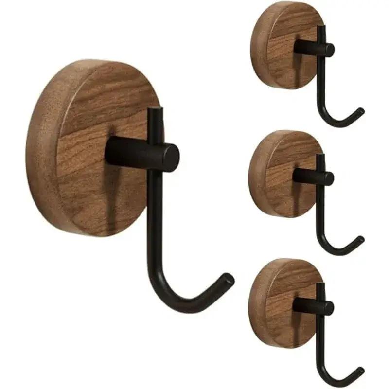 Wall Hooks - Adhesive Wooden Black 4pcs by House Of Avana