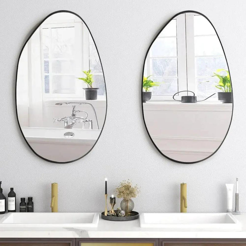 Wall Mirror - Asymmetrical Black 53x90cm by House Of Avana