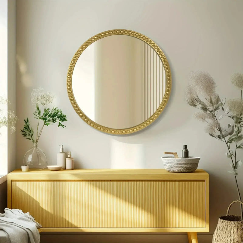 Wall Mirror - Beaded Gold 24 Inch by House Of Avana