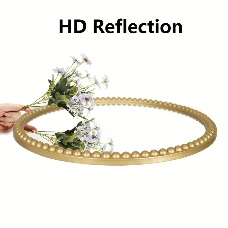 Wall Mirror - Beaded Gold 24 Inch by House Of Avana