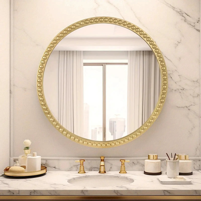 Wall Mirror - Beaded Gold 24 Inch by House Of Avana