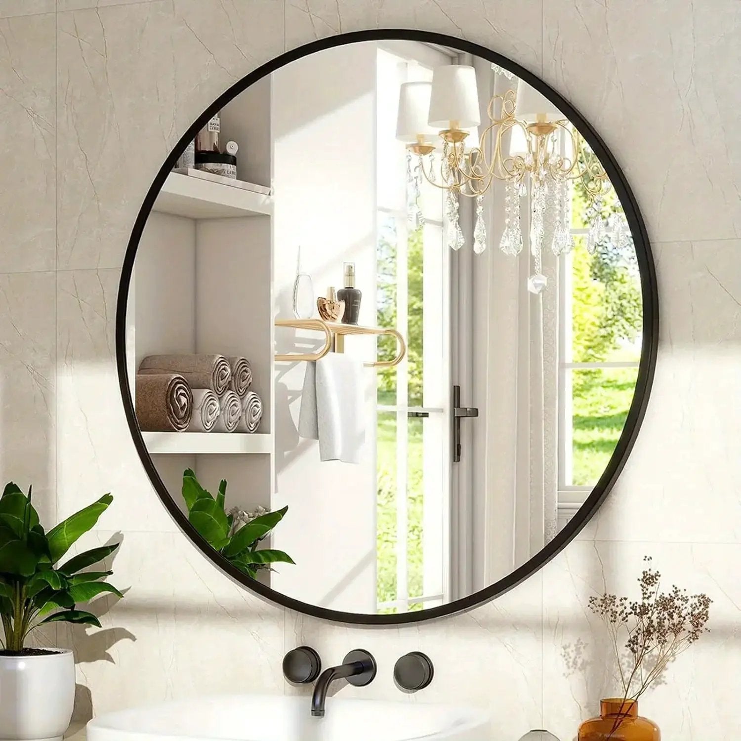 Wall Mirror - Modern Metal 30 Inch by House Of Avana