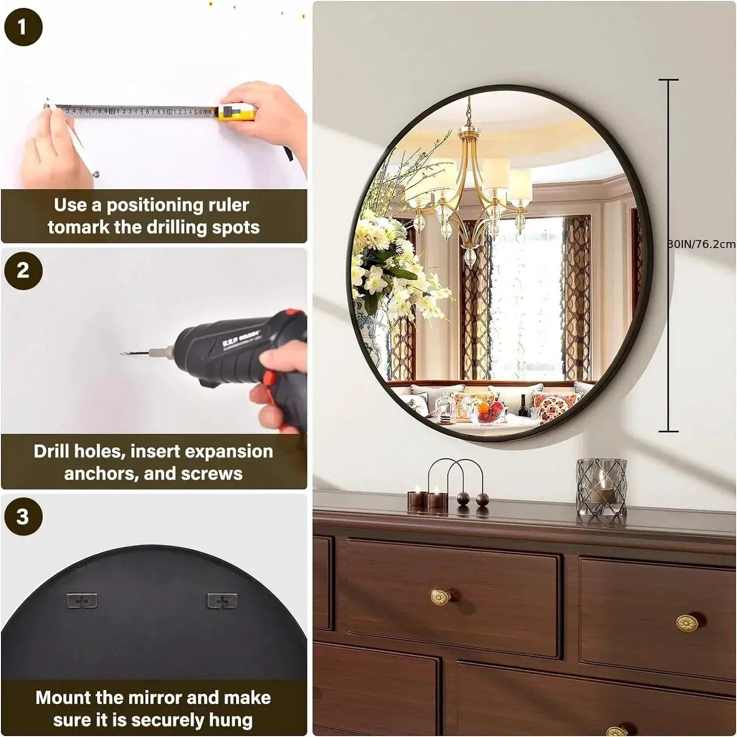 Wall Mirror - Modern Metal 30 Inch by House Of Avana