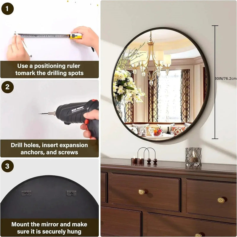 Wall Mirror - Modern Metal 30 Inch by House Of Avana