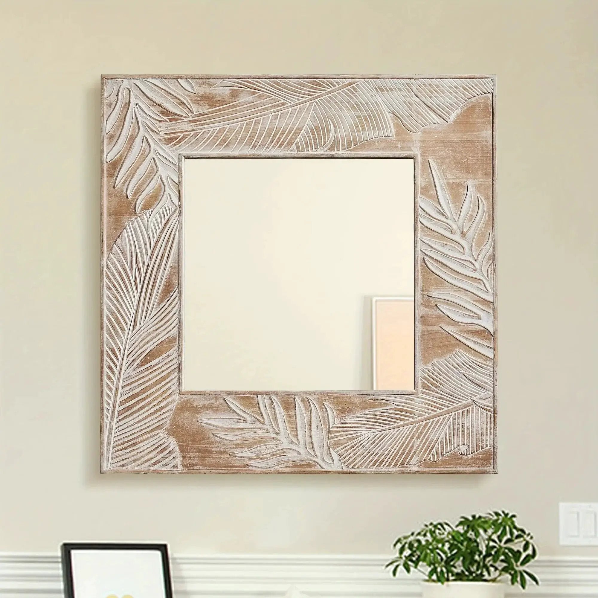 Wall Mirror - Rustic Wood Square by House Of Avana