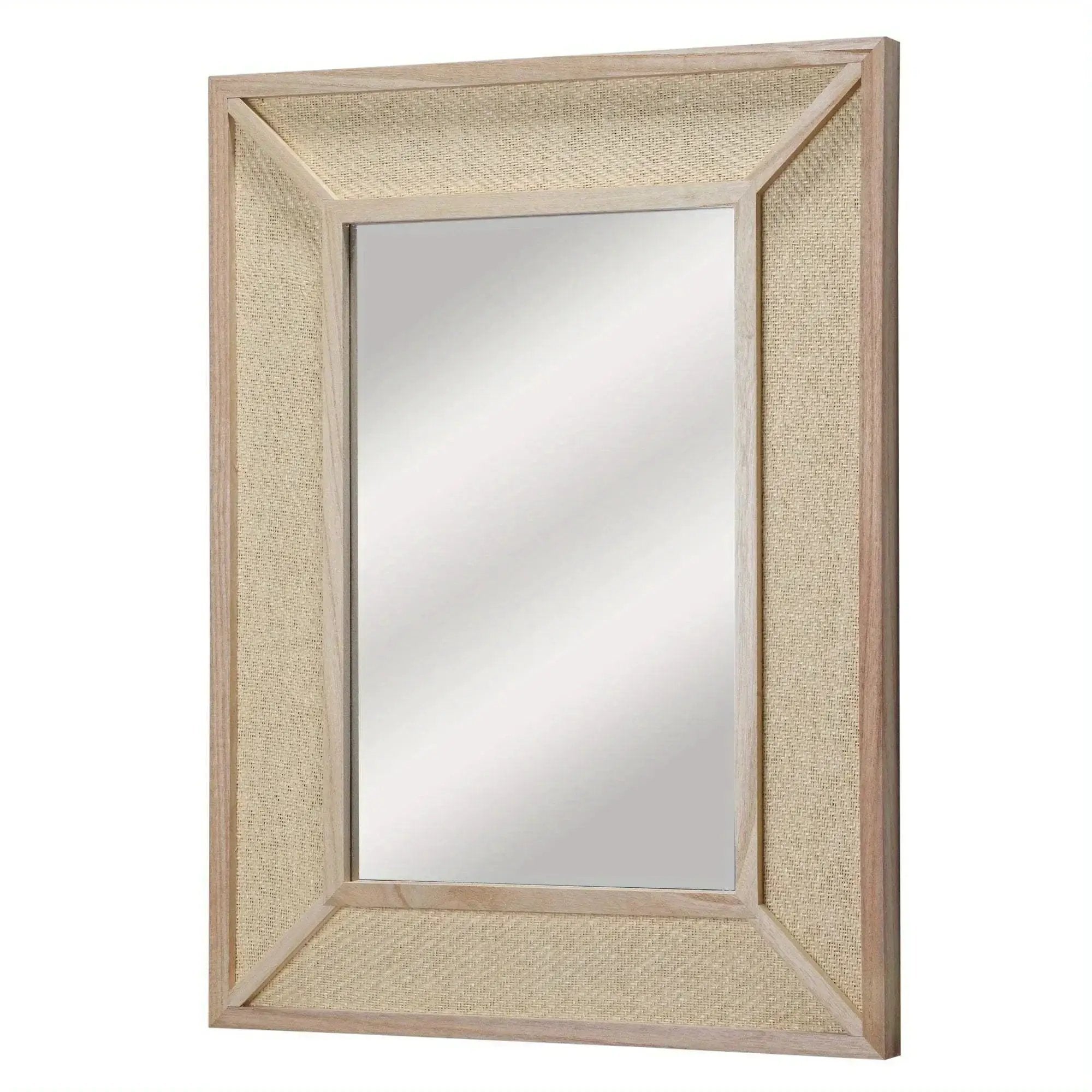 Wall Mirror - Woven Rattan Natural Rectangle by House Of Avana