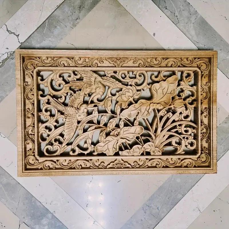 Wall Panel - 3D Carved Wood Vintage by House Of Avana