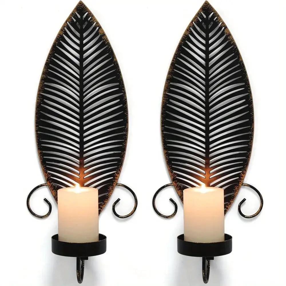 Wall Sconces - Golden Metal 2pcs by House Of Avana