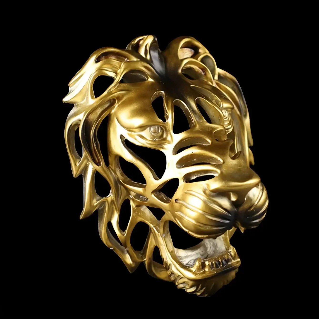 Wall Sculpture - Hollow Metal Lion Head by House Of Avana
