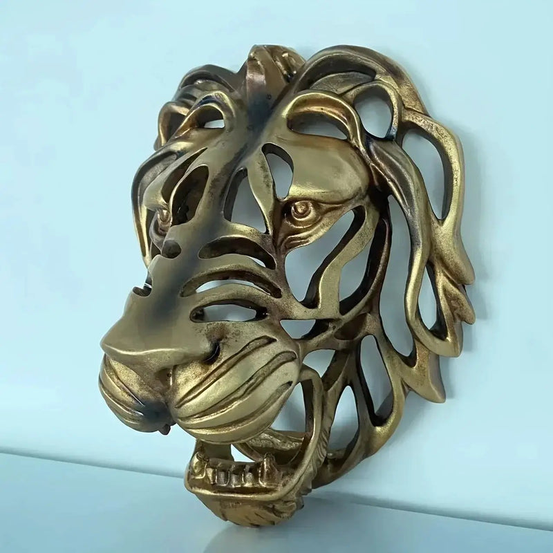 Wall Sculpture - Hollow Metal Lion Head by House Of Avana