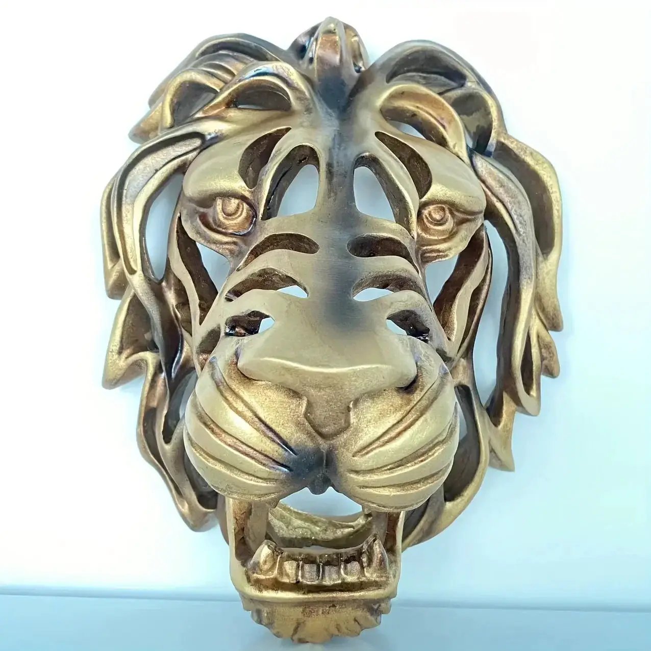 Wall Sculpture - Hollow Metal Lion Head by House Of Avana