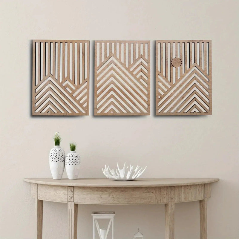 Wall Sculpture - Rustic Oak Mountain by House Of Avana
