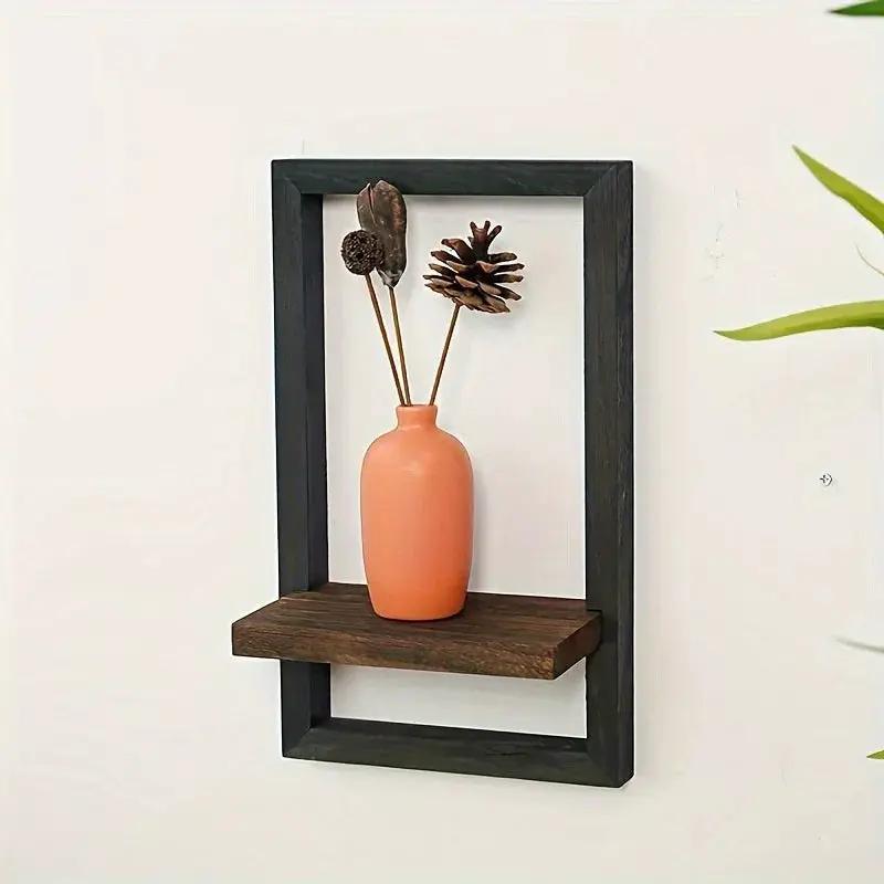 Wall Shelf - Reclaimed Wood Black Brown Set by House Of Avana
