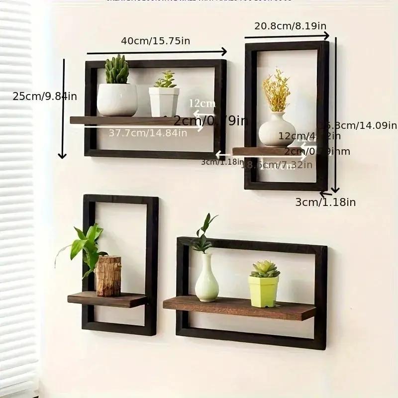 Wall Shelf - Reclaimed Wood Black Brown Set by House Of Avana