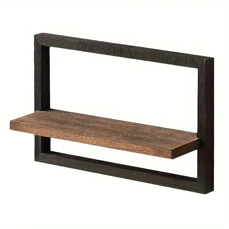 Wall Shelf - Reclaimed Wood Black Brown Set by House Of Avana