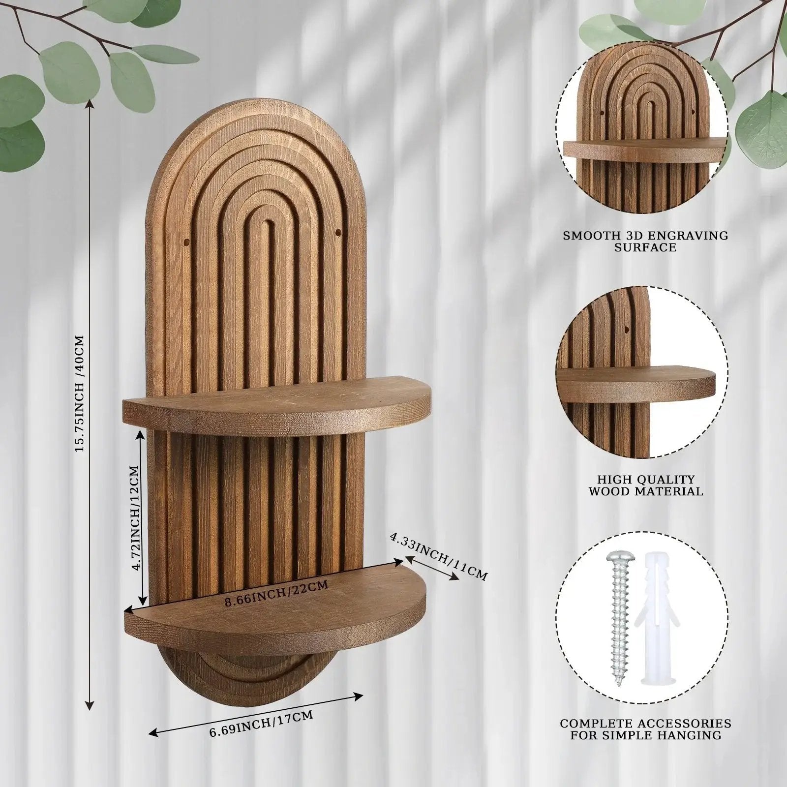 Wall Shelves - 2 Layer Wooden Brown by House Of Avana