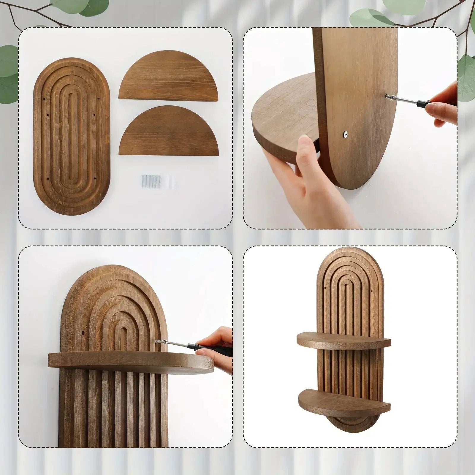 Wall Shelves - 2 Layer Wooden Brown by House Of Avana