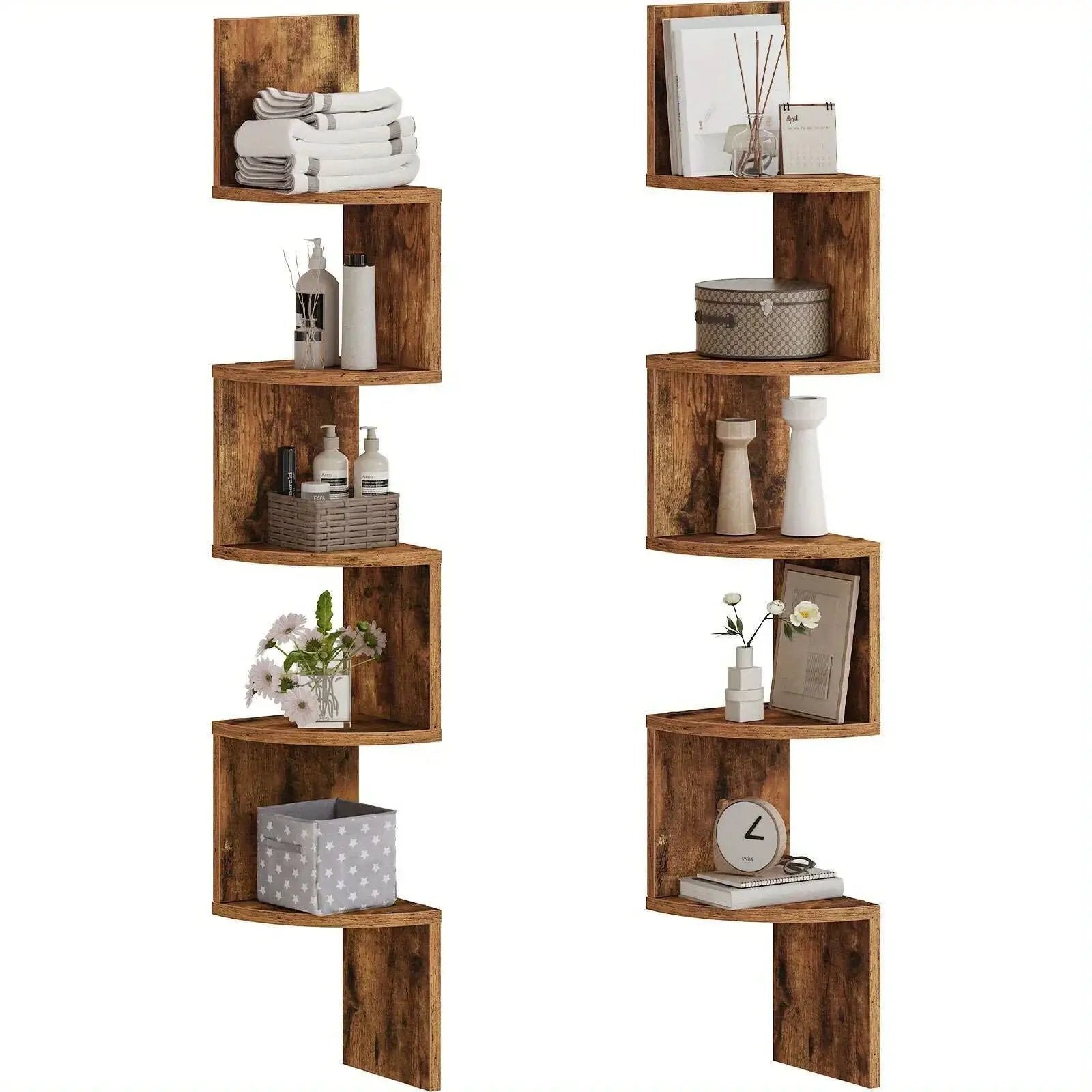 Wall Shelves - 5-Tier Brown Corner by House Of Avana