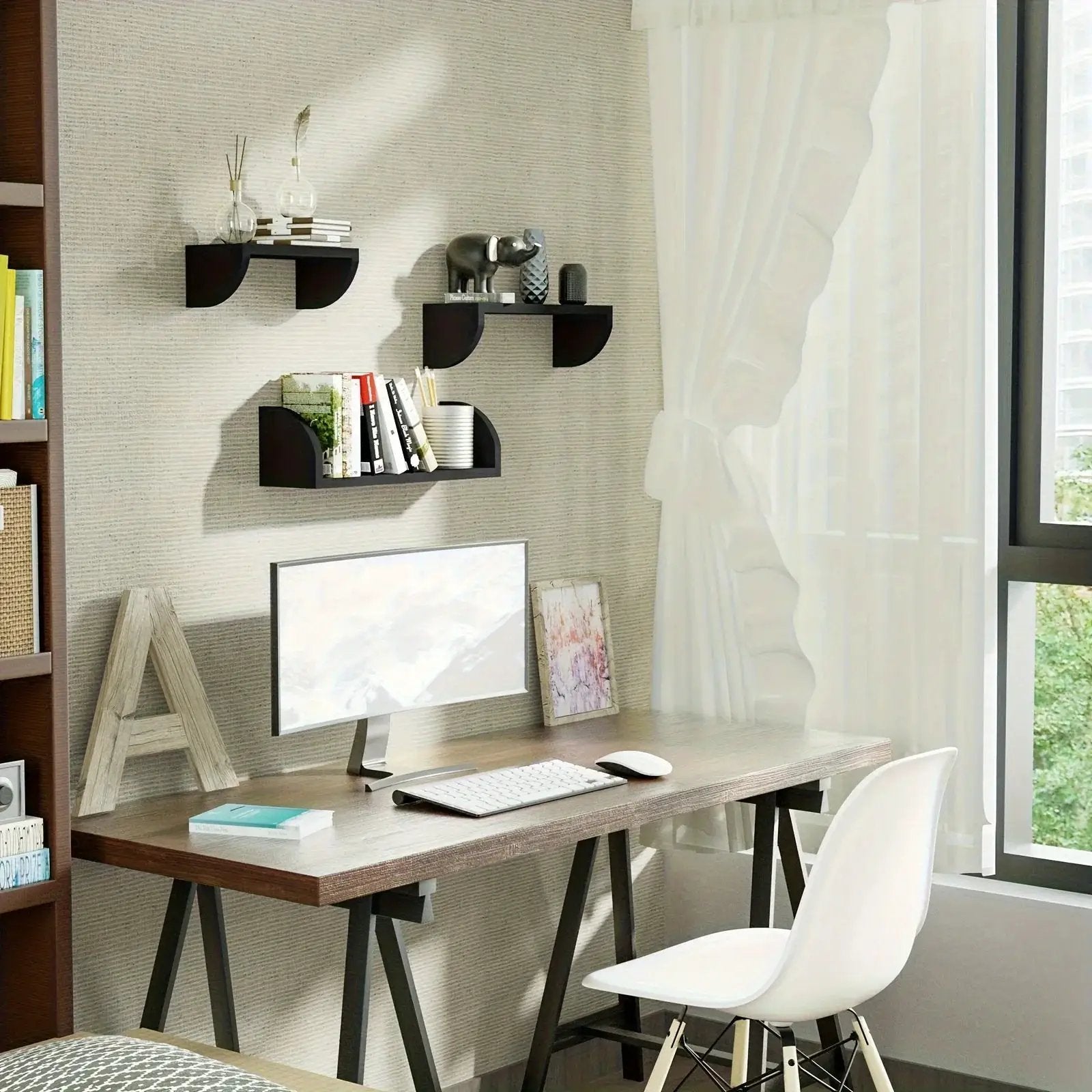 Wall Shelves - Floating Wood Black Set by House Of Avana