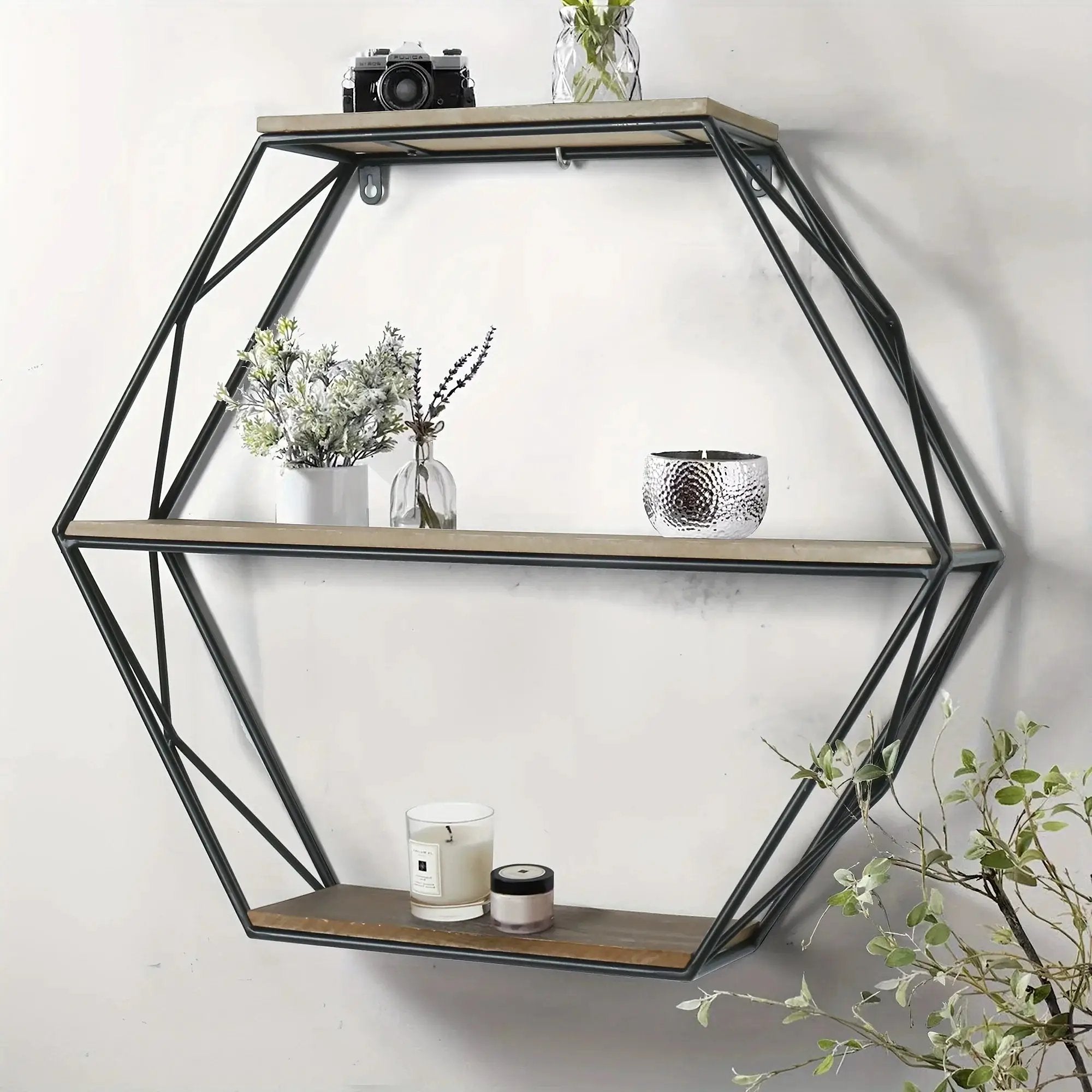 Wall Shelves - Floating Wood Hexagon by House Of Avana