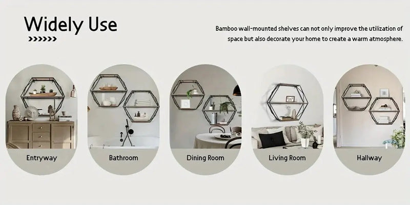 Wall Shelves - Floating Wood Hexagon by House Of Avana