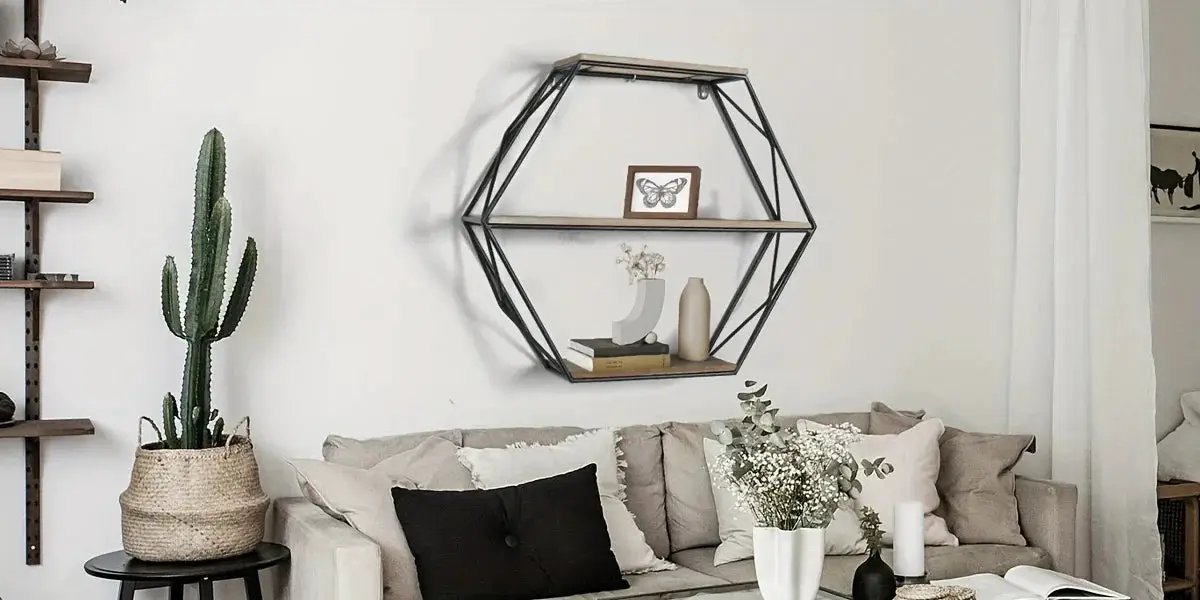 Wall Shelves - Floating Wood Hexagon by House Of Avana