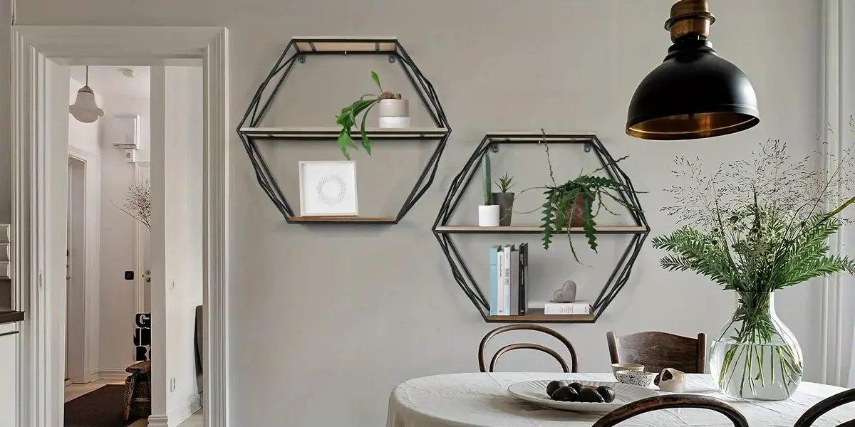 Wall Shelves - Floating Wood Hexagon by House Of Avana