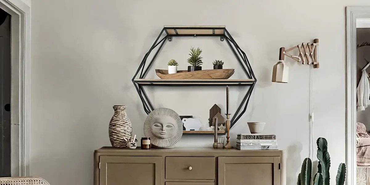 Wall Shelves - Floating Wood Hexagon by House Of Avana