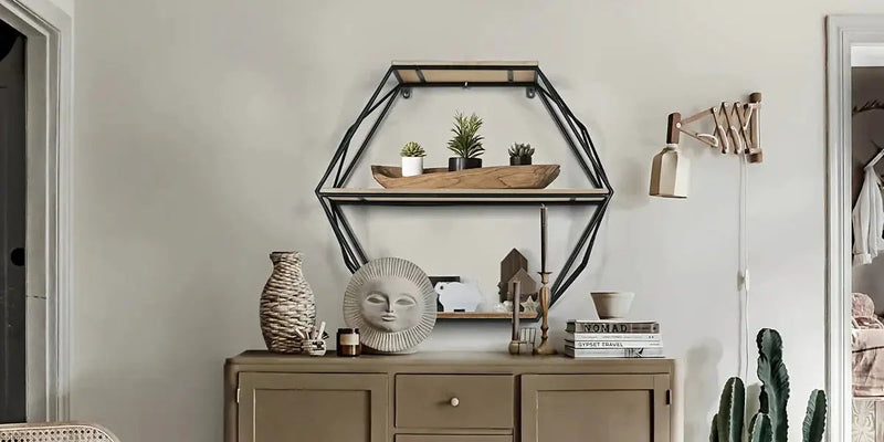 Wall Shelves - Floating Wood Hexagon by House Of Avana