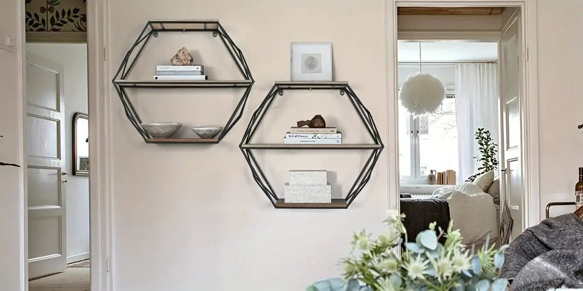 Wall Shelves - Floating Wood Hexagon by House Of Avana