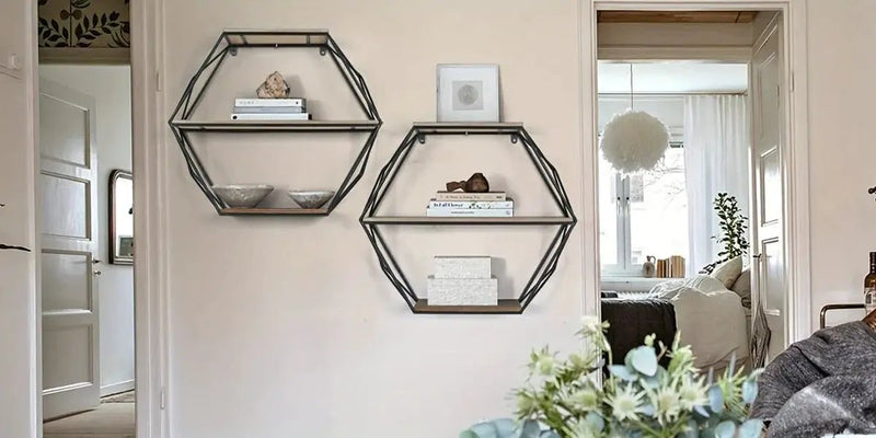 Wall Shelves - Floating Wood Hexagon by House Of Avana