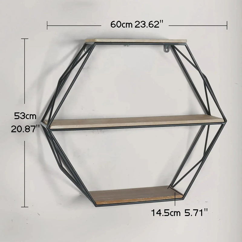 Wall Shelves - Floating Wood Hexagon by House Of Avana