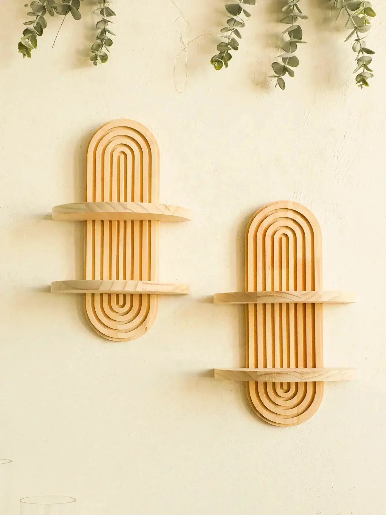 Wall Shelves - Geometric Wooden Natural by House Of Avana