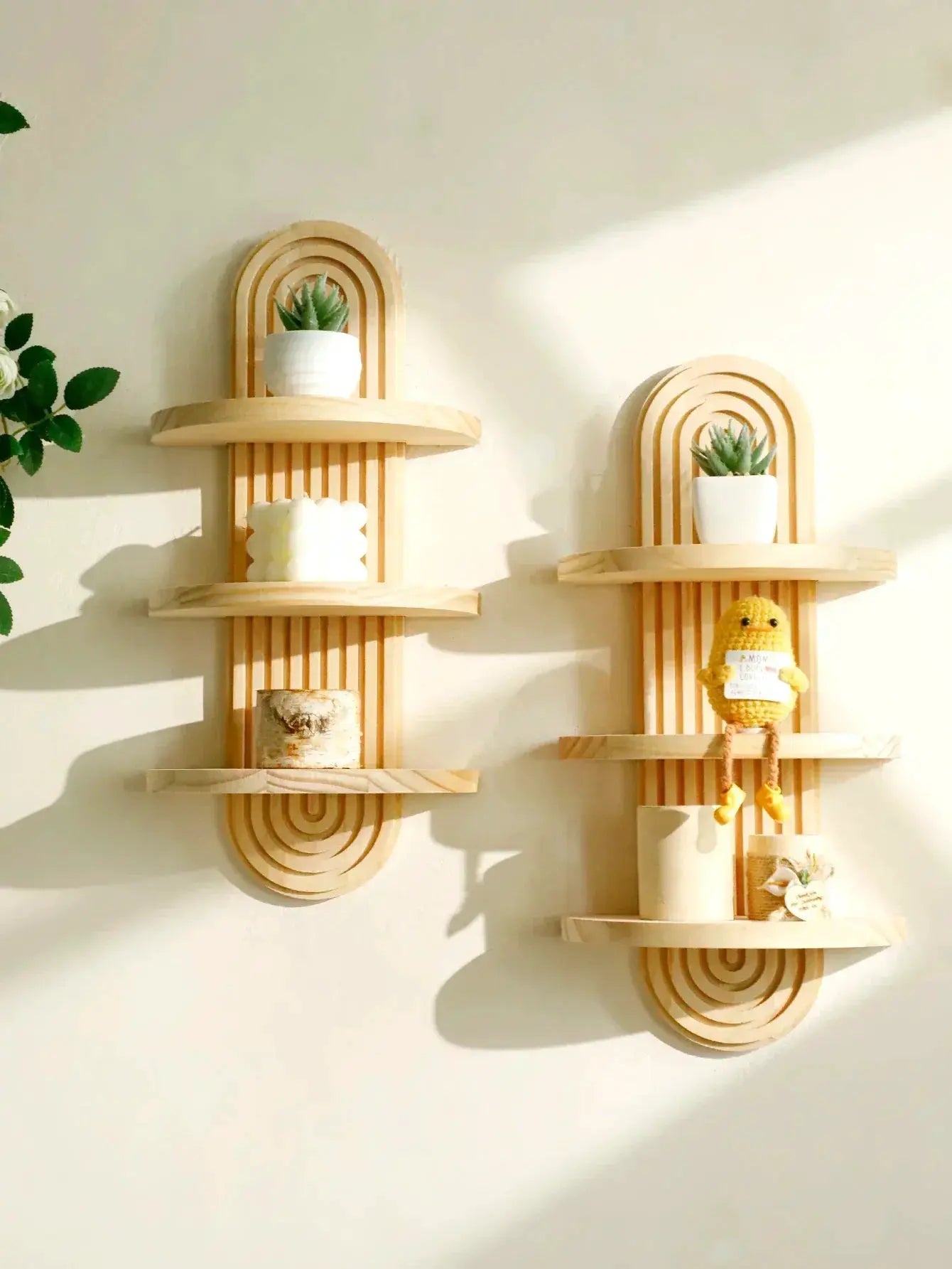 Wall Shelves - Geometric Wooden Natural by House Of Avana