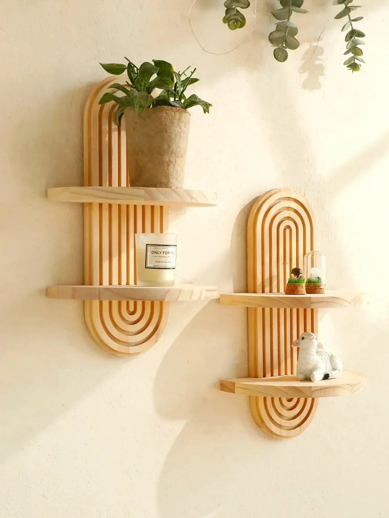 Wall Shelves - Geometric Wooden Natural by House Of Avana