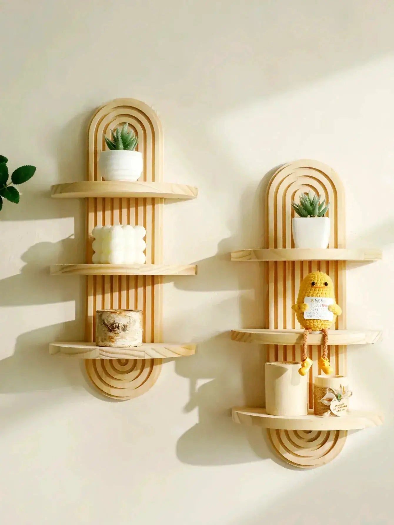 Wall Shelves - Geometric Wooden Natural by House Of Avana