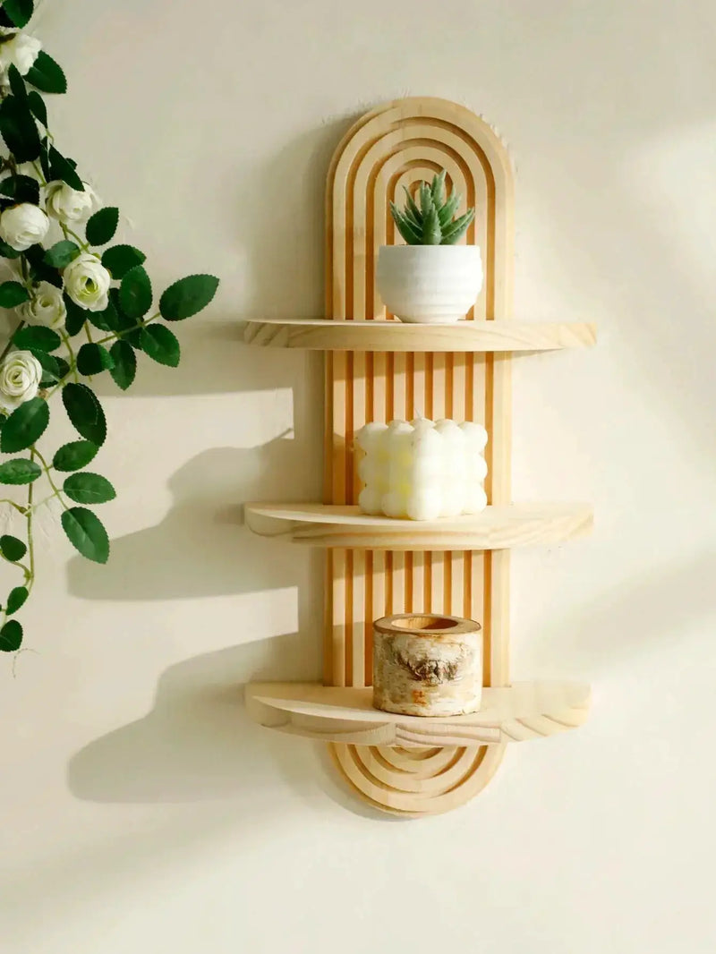 Wall Shelves - Geometric Wooden Natural by House Of Avana