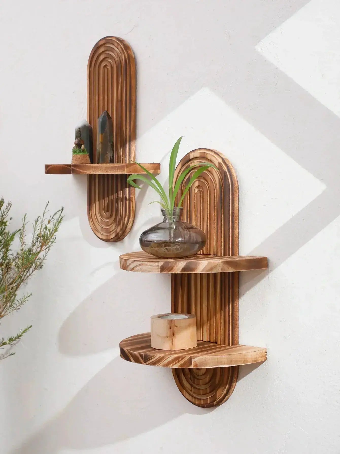 Wall Shelves - Geometric Wooden Natural by House Of Avana