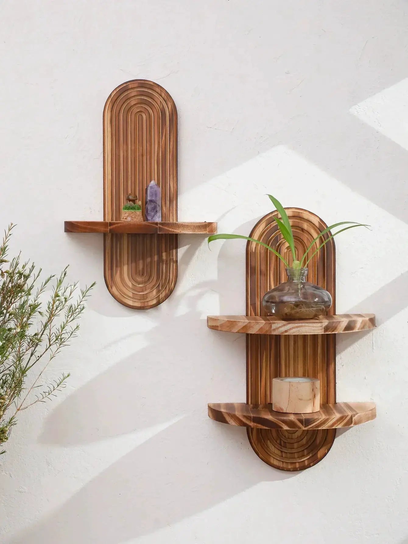 Wall Shelves - Geometric Wooden Natural by House Of Avana