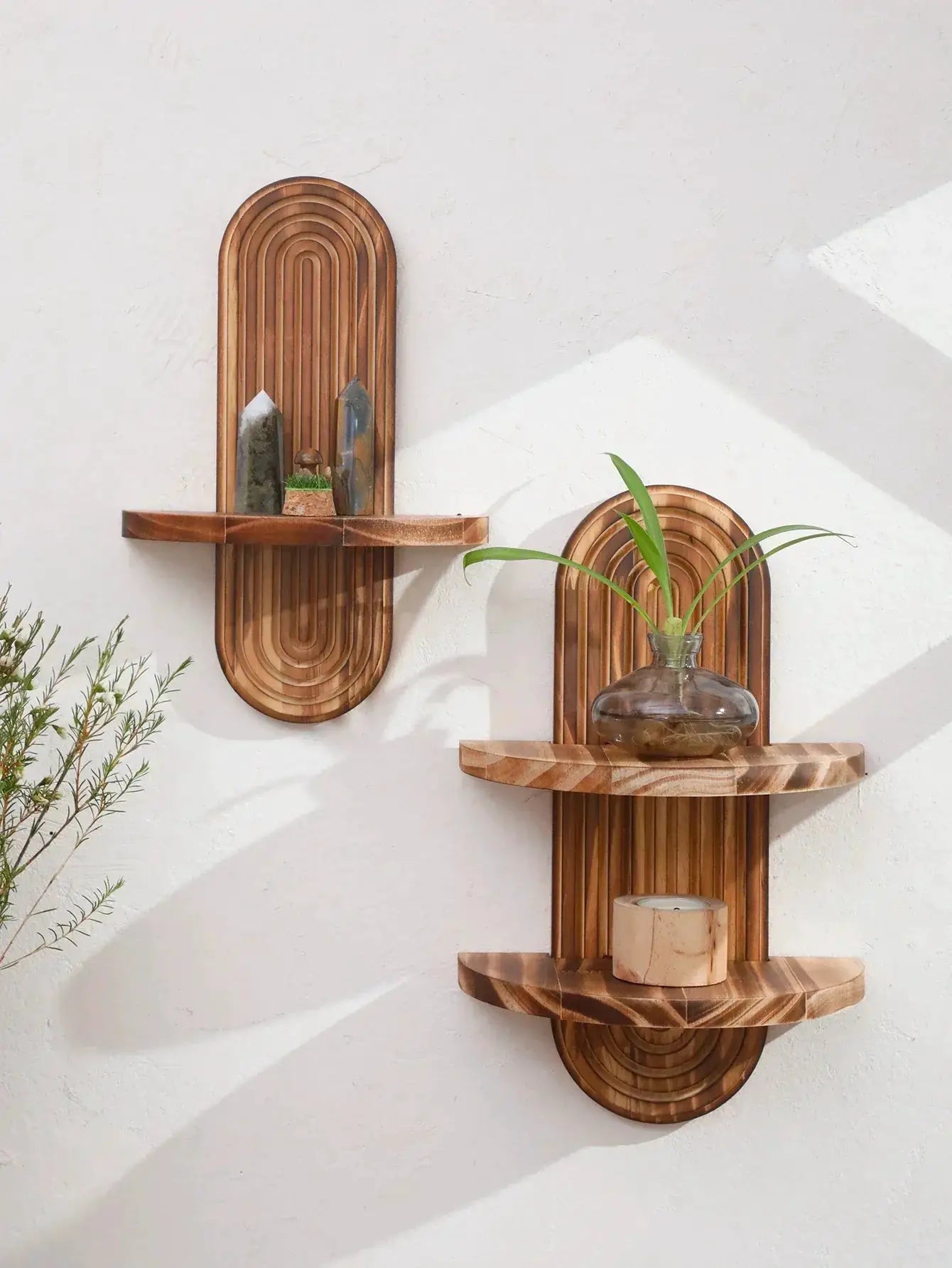Wall Shelves - Geometric Wooden Natural by House Of Avana