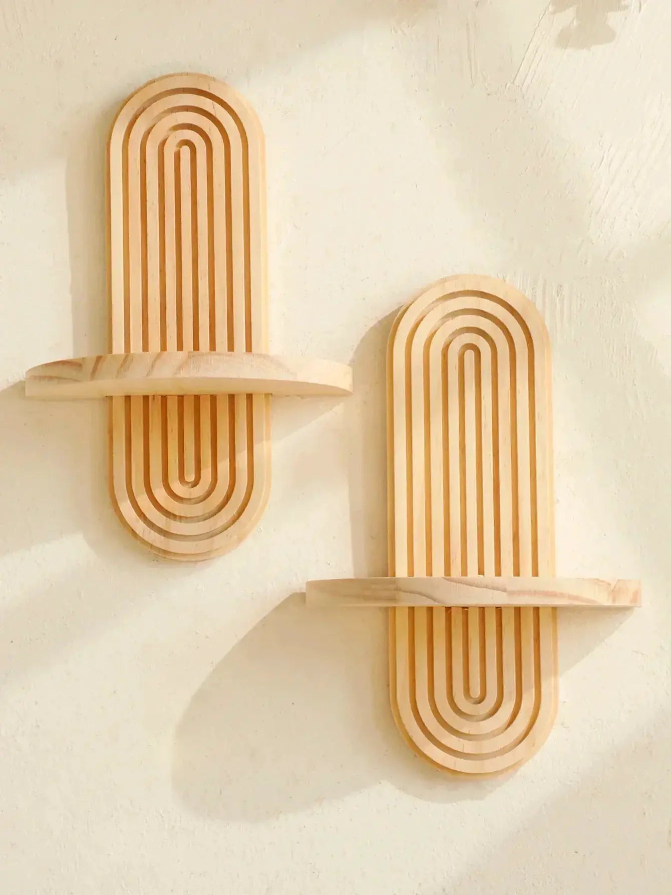Wall Shelves - Geometric Wooden Natural by House Of Avana