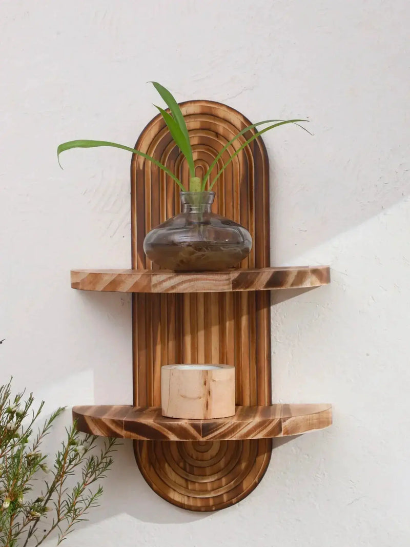 Wall Shelves - Geometric Wooden Natural by House Of Avana