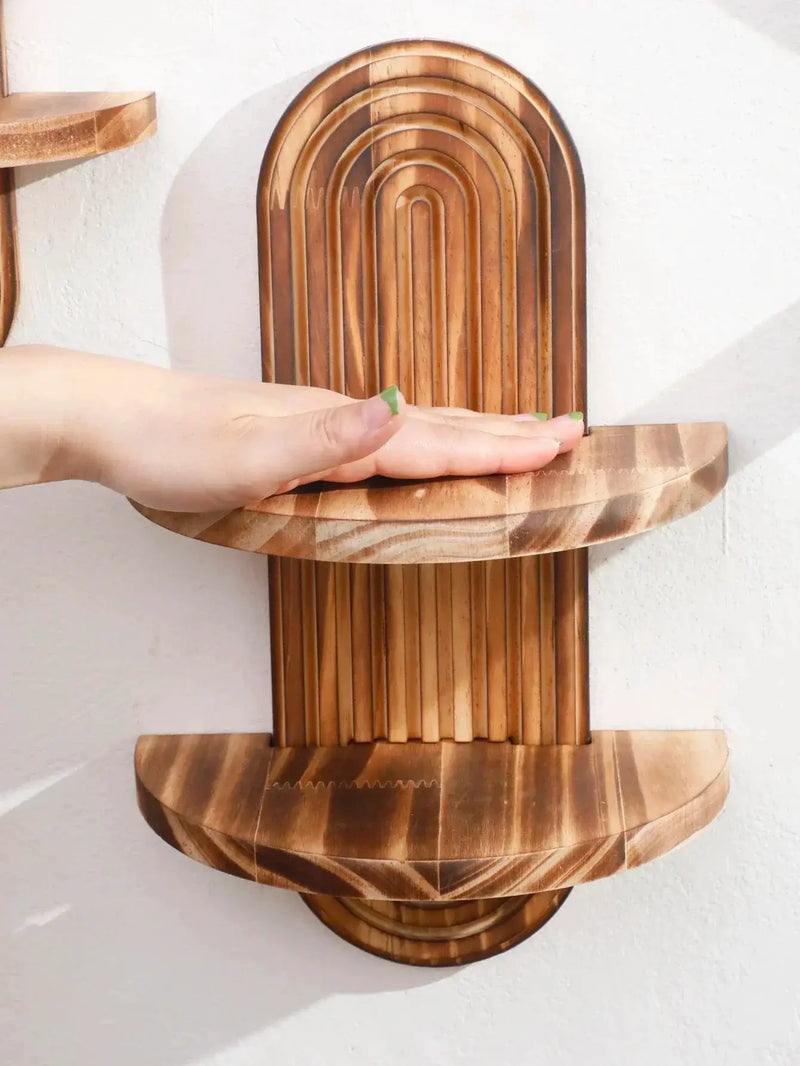 Wall Shelves - Geometric Wooden Natural by House Of Avana