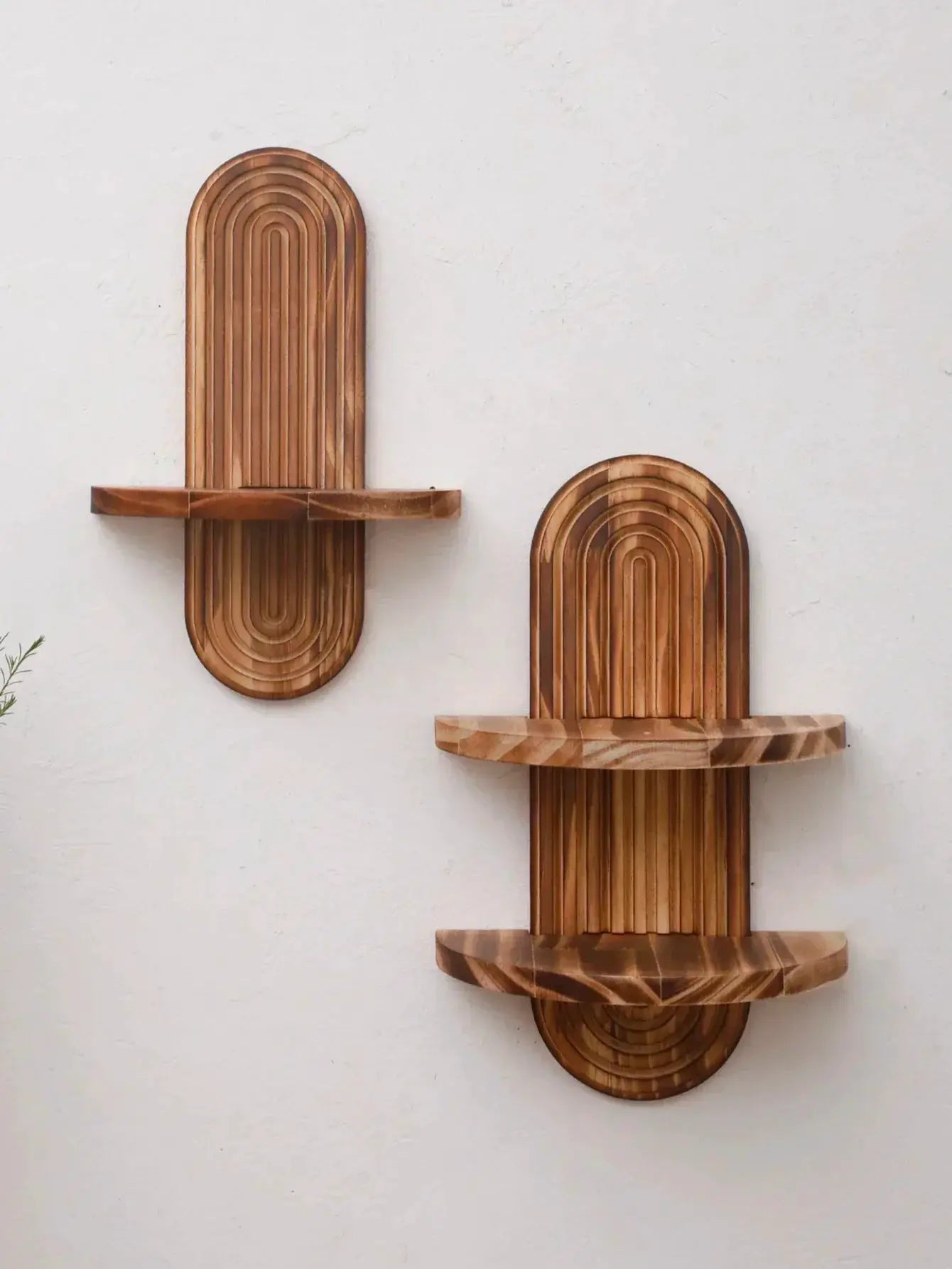 Wall Shelves - Geometric Wooden Natural by House Of Avana